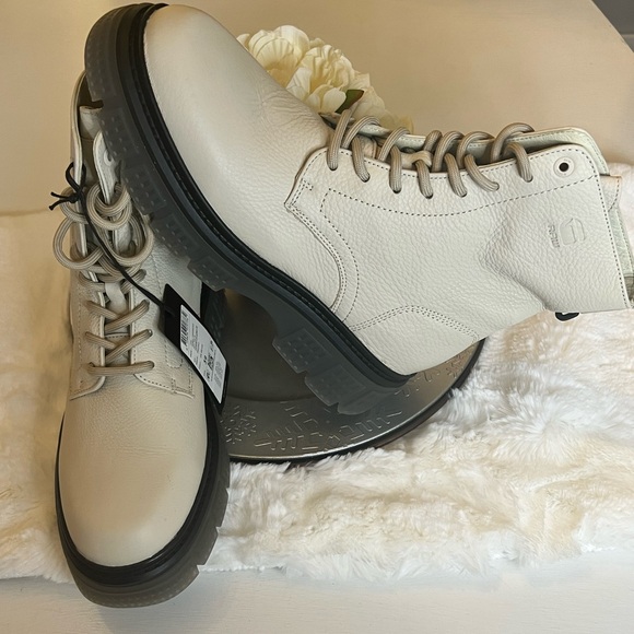 G-Star RAW Cream Leather Combat Boots Women’s | Size 8‎ Lace-Up Chunky Sole - Picture 2 of 10